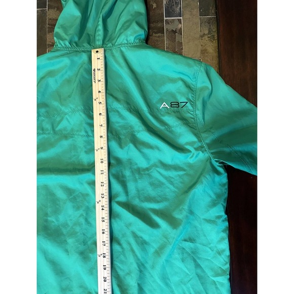 Mens Sz M/M Rain Jacket Authentic brand Aeropostale Hooded Green - Picture 6 of 8